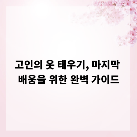 고인의 옷 태우기, 마지막 배웅을 위한 완벽 가이드