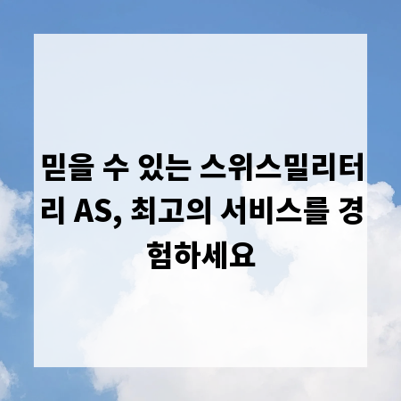 믿을 수 있는 스위스밀리터리 AS, 최고의 서비스를 경험하세요