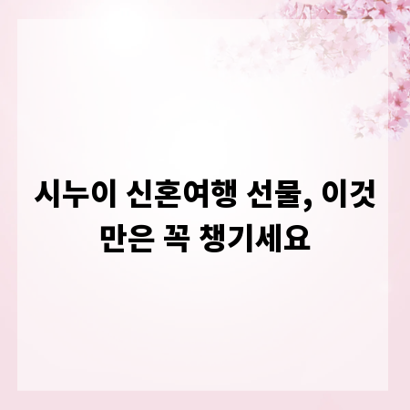 시누이 신혼여행 선물, 이것만은 꼭 챙기세요