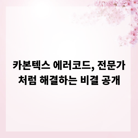 카본텍스 에러코드, 전문가처럼 해결하는 비결 공개