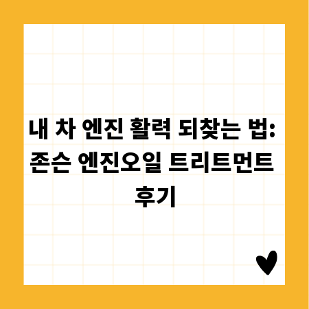 내 차 엔진 활력 되찾는 법: 존슨 엔진오일 트리트먼트 후기