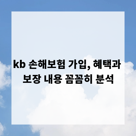 kb 손해보험 가입, 혜택과 보장 내용 꼼꼼히 분석