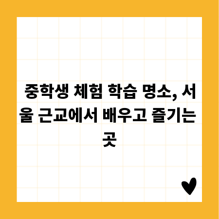 중학생 체험 학습 명소, 서울 근교에서 배우고 즐기는 곳