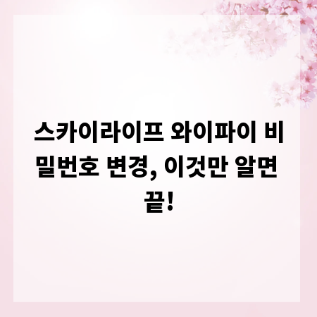 스카이라이프 와이파이 비밀번호 변경, 이것만 알면 끝!