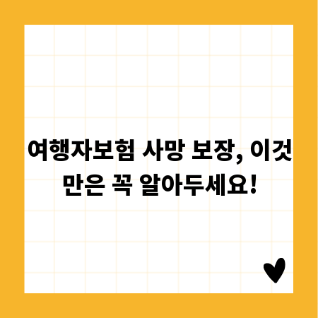 여행자보험 사망 보장, 이것만은 꼭 알아두세요!