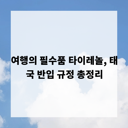 여행의 필수품 타이레놀, 태국 반입 규정 총정리