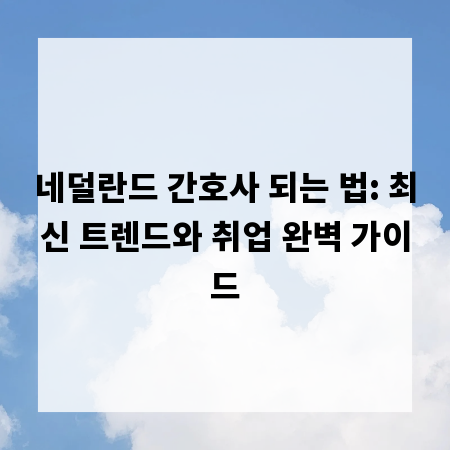 네덜란드 간호사 되는 법: 최신 트렌드와 취업 완벽 가이드