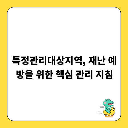 특정관리대상지역, 재난 예방을 위한 핵심 관리 지침