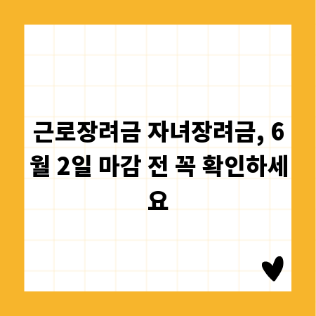 근로장려금 자녀장려금, 6월 2일 마감 전 꼭 확인하세요