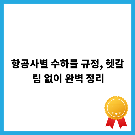 항공사별 수하물 규정, 헷갈림 없이 완벽 정리