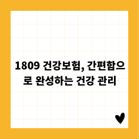1809 건강보험, 간편함으로 완성하는 건강 관리