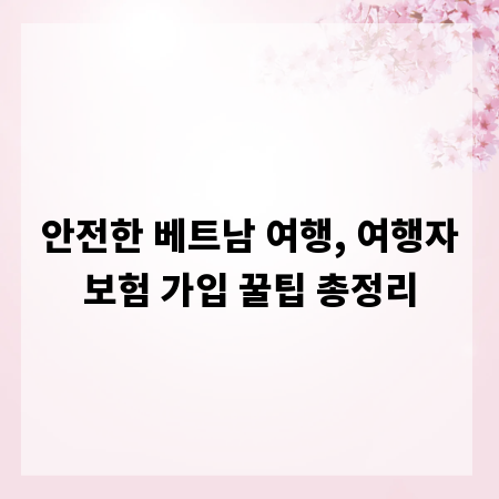 안전한 베트남 여행, 여행자보험 가입 꿀팁 총정리