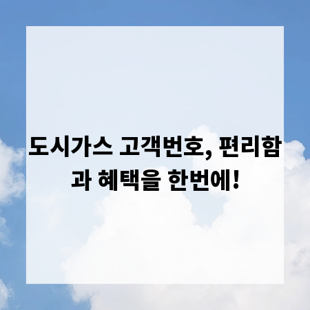 도시가스 고객번호, 편리함과 혜택을 한번에!