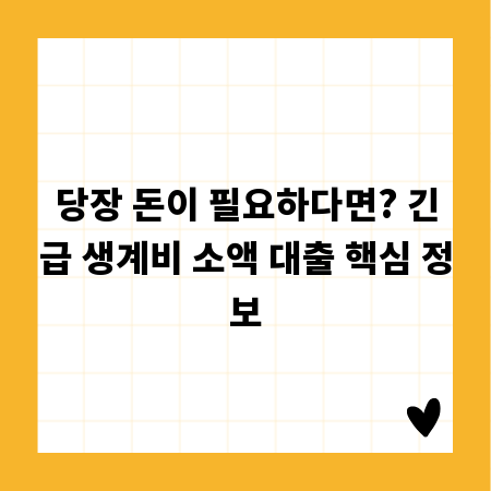 당장 돈이 필요하다면? 긴급 생계비 소액 대출 핵심 정보