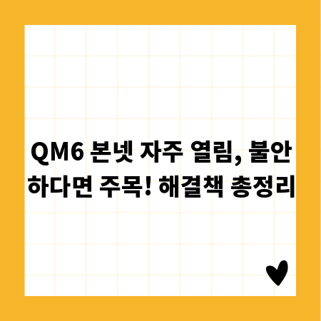 QM6 본넷 자주 열림, 불안하다면 주목! 해결책 총정리