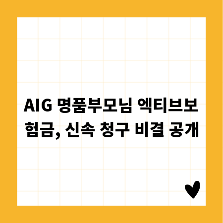 AIG 명품부모님 엑티브보험금, 신속 청구 비결 공개