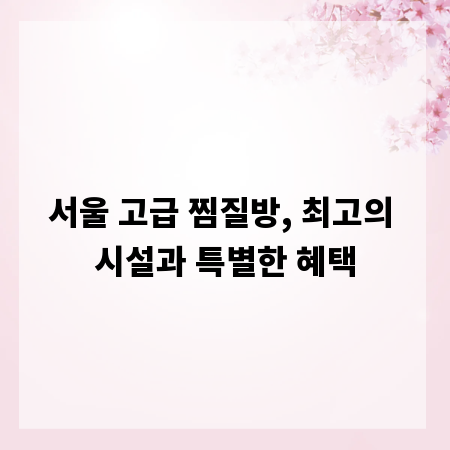 서울 고급 찜질방, 최고의 시설과 특별한 혜택