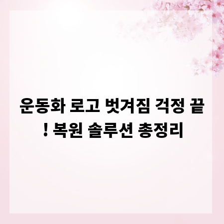 운동화 로고 벗겨짐 걱정 끝! 복원 솔루션 총정리