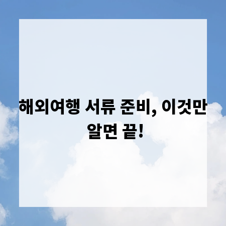 해외여행 서류 준비, 이것만 알면 끝!