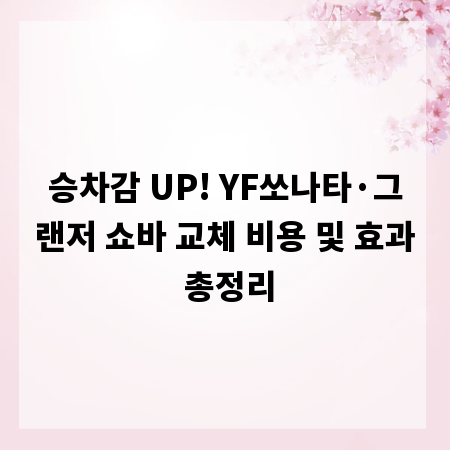 승차감 UP! YF쏘나타&middot;그랜저 쇼바 교체 비용 및 효과 총정리