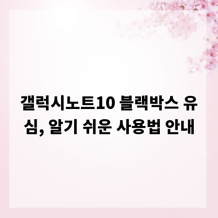 갤럭시노트10 블랙박스 유심, 알기 쉬운 사용법 안내