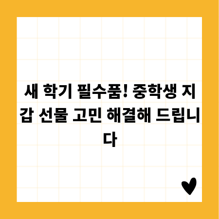 새 학기 필수품! 중학생 지갑 선물 고민 해결해 드립니다
