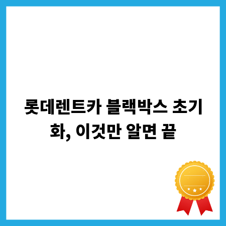 롯데렌트카 블랙박스 초기화, 이것만 알면 끝