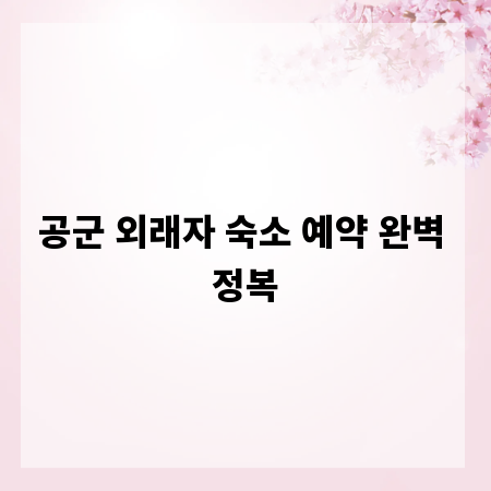 공군 외래자 숙소 예약 완벽 정복