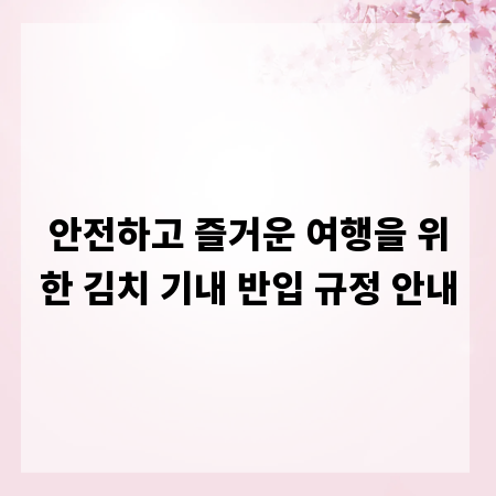 안전하고 즐거운 여행을 위한 김치 기내 반입 규정 안내